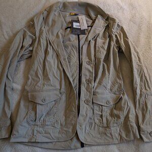 EDDIE BAUER NEW WOMEN'S JACKET 4 Wr Voyager Blazer Stone Tan Gray Button Up Down